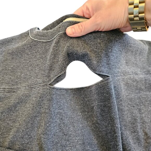 Chaser Womens Medium Gray Shirt Cutout Oversized Slouchy‎ Longsleeve Thermal - Picture 2 of 7